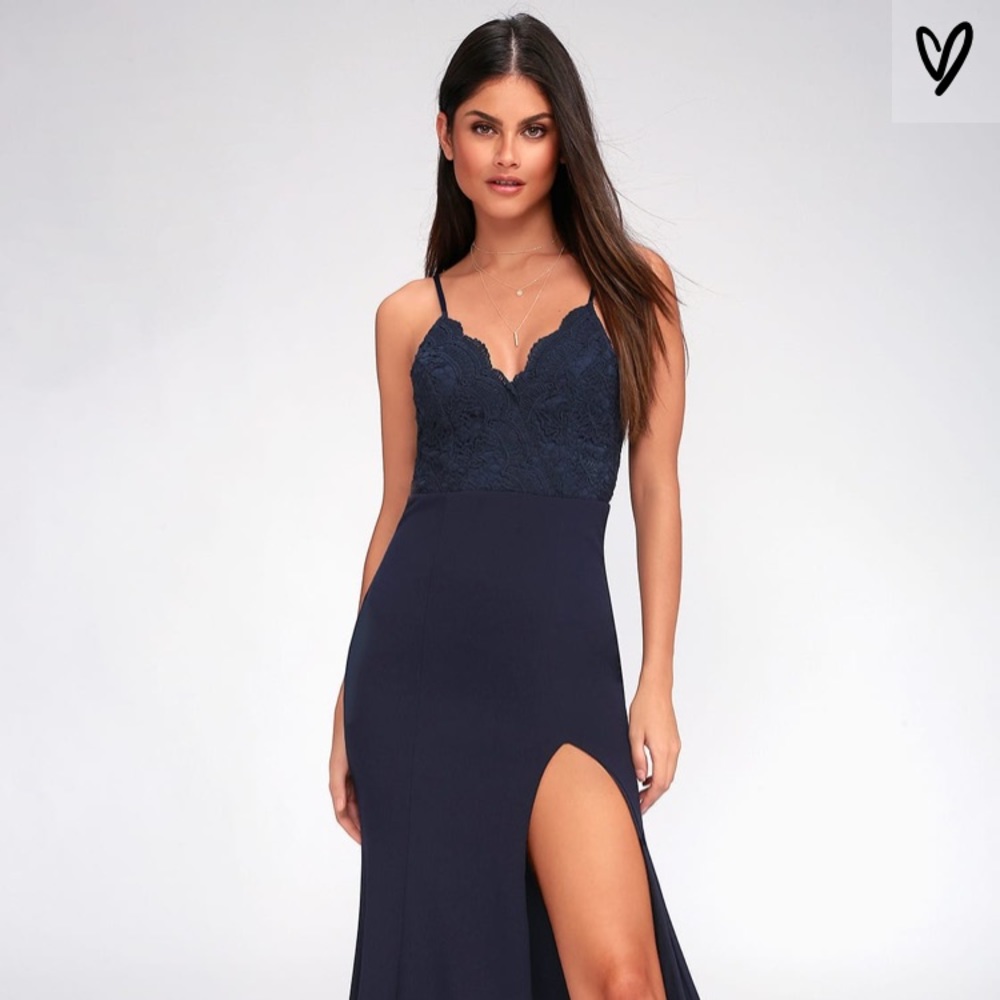 Lulu’s Leandra Navy Blue Maxi Full Length Dress